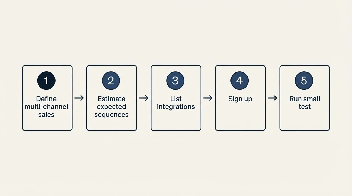 Step sequence: Getting Started Checklist (Define multi-channel sales, Estimate expected sequences, List integrations, Sign up)