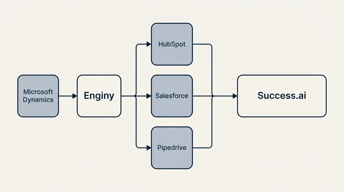 Integration flow: Integration Ecosystem (Enginy, Success.ai, HubSpot, Salesforce)