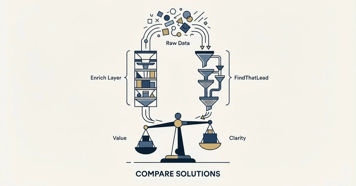 Editorial illustration for Enrich Layer vs FindThatLead