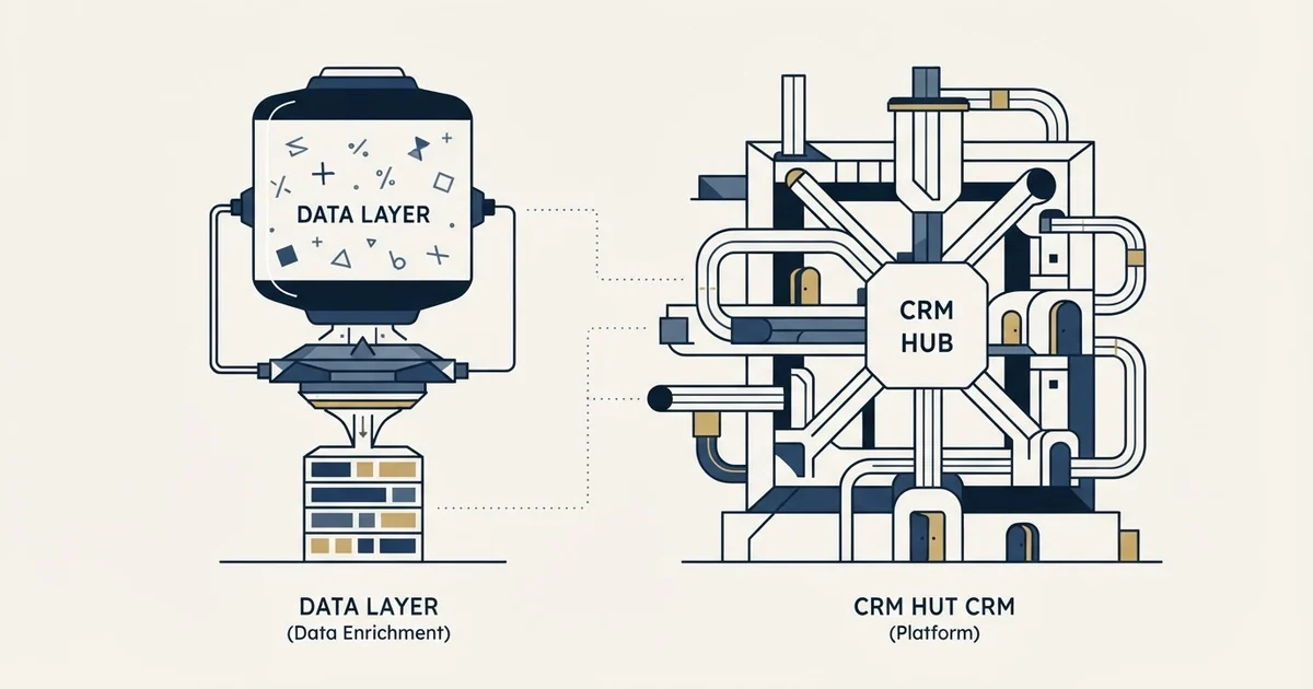 Editorial illustration for Enrich Layer vs HubSpot CRM