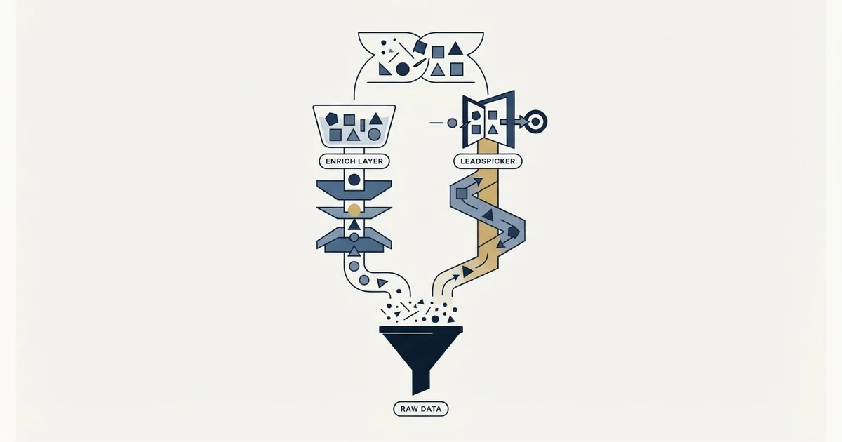 Editorial illustration for Enrich Layer vs Leadspicker