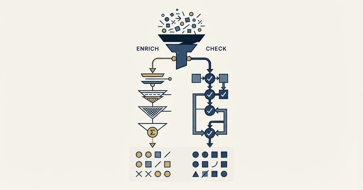 Editorial illustration for Enrich Layer vs MailerCheck