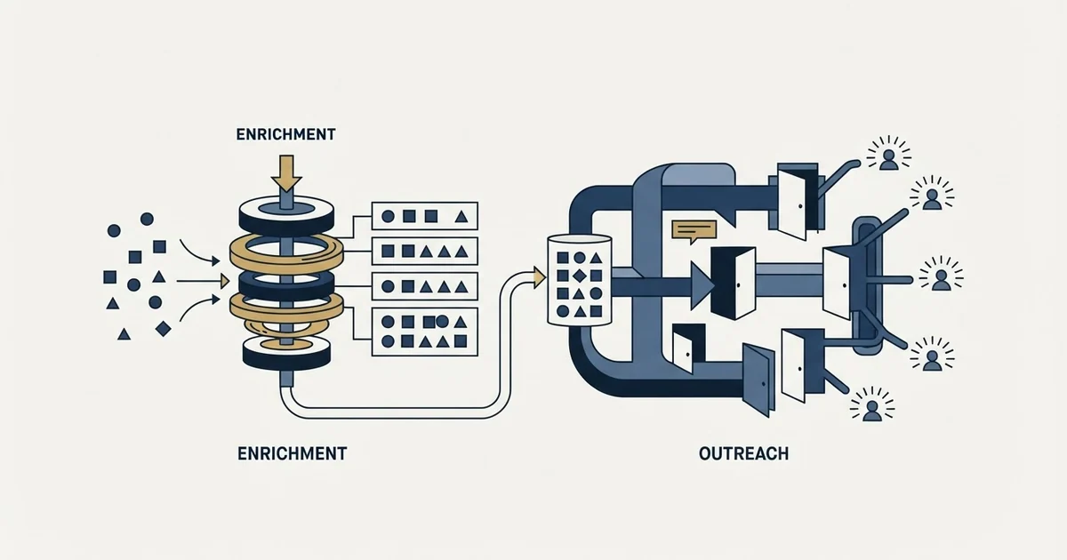 Editorial illustration for Enrich Layer vs Outreach