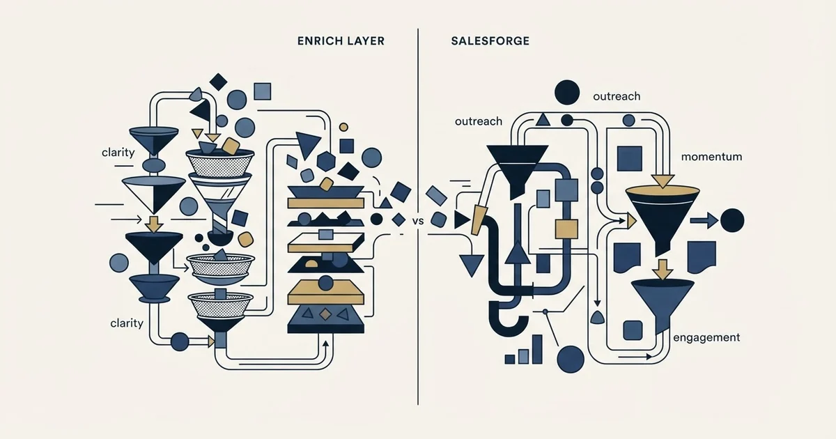 Editorial illustration for Enrich Layer vs Salesforge
