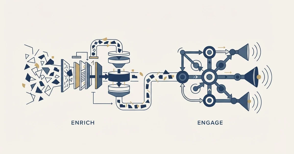 Editorial illustration for Enrich Layer vs Salesloft