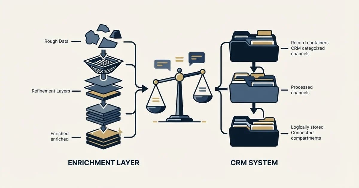 Editorial illustration for Enrich Layer vs Salesmate