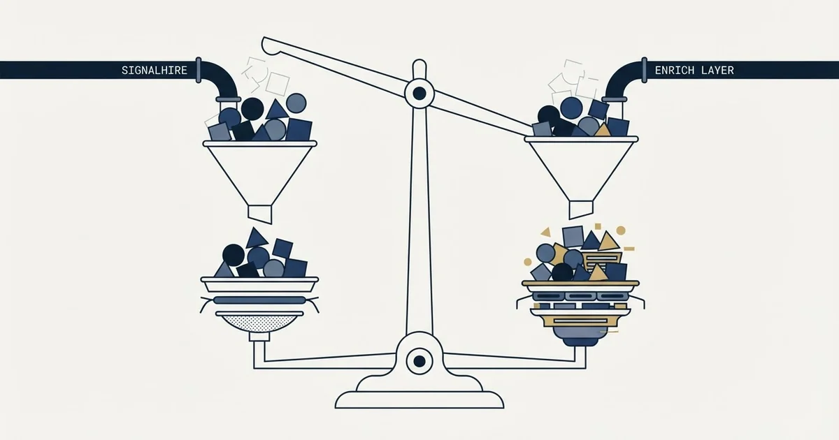 Editorial illustration for Enrich Layer vs SignalHire