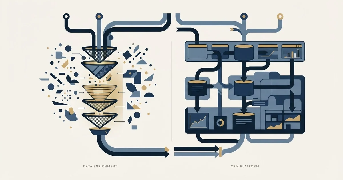 Editorial illustration for Enrich Layer vs SugarCRM