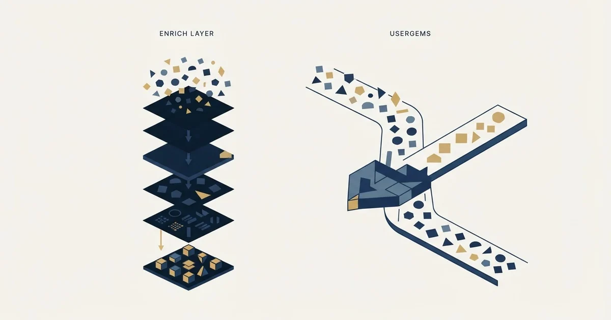 Editorial illustration for Enrich Layer vs UserGems