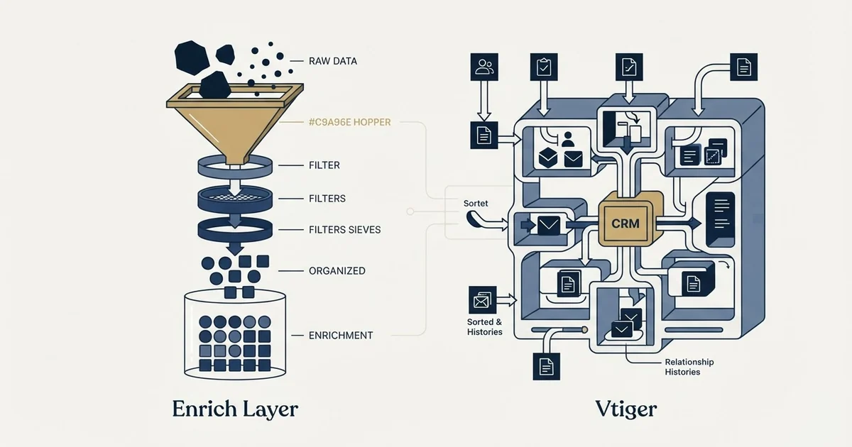 Editorial illustration for Enrich Layer vs Vtiger