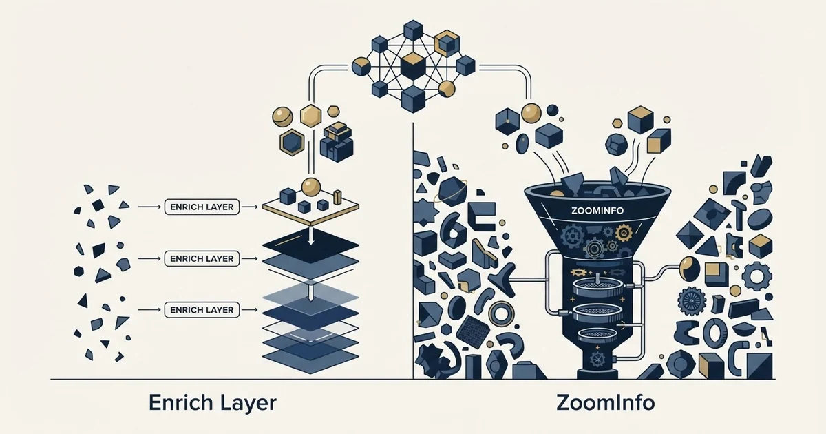 Editorial illustration for Enrich Layer vs ZoomInfo