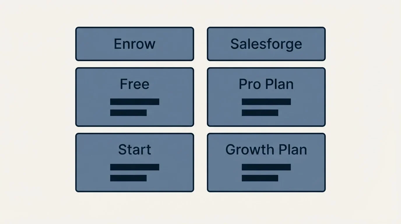Pricing table: Pricing Comparison (Enrow, Salesforge, Free, Pro Plan)