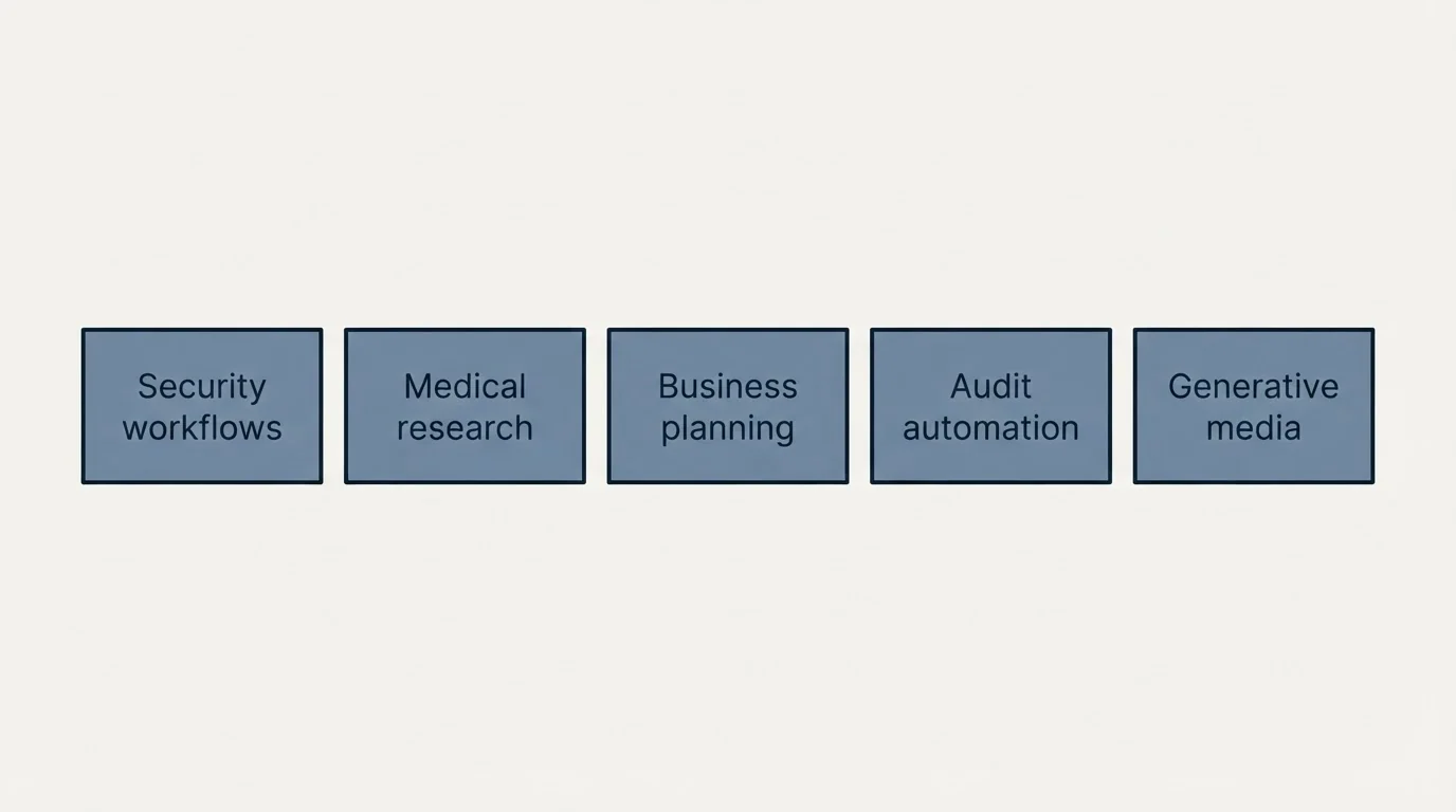 Schematic: Tier: The 1B Club (Security workflows, Medical research, Business planning, Audit automation)