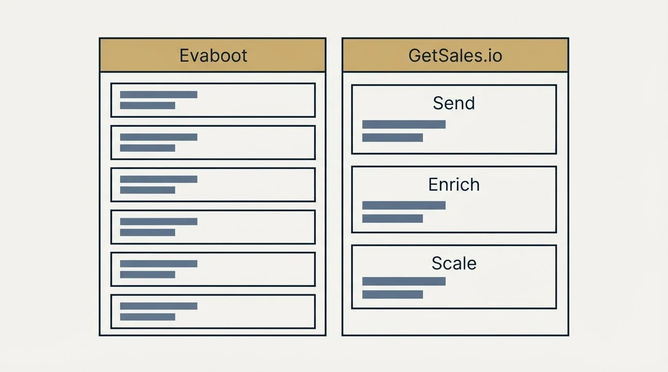 Pricing table: Pricing Comparison (Evaboot, GetSales.io, Send, Enrich)
