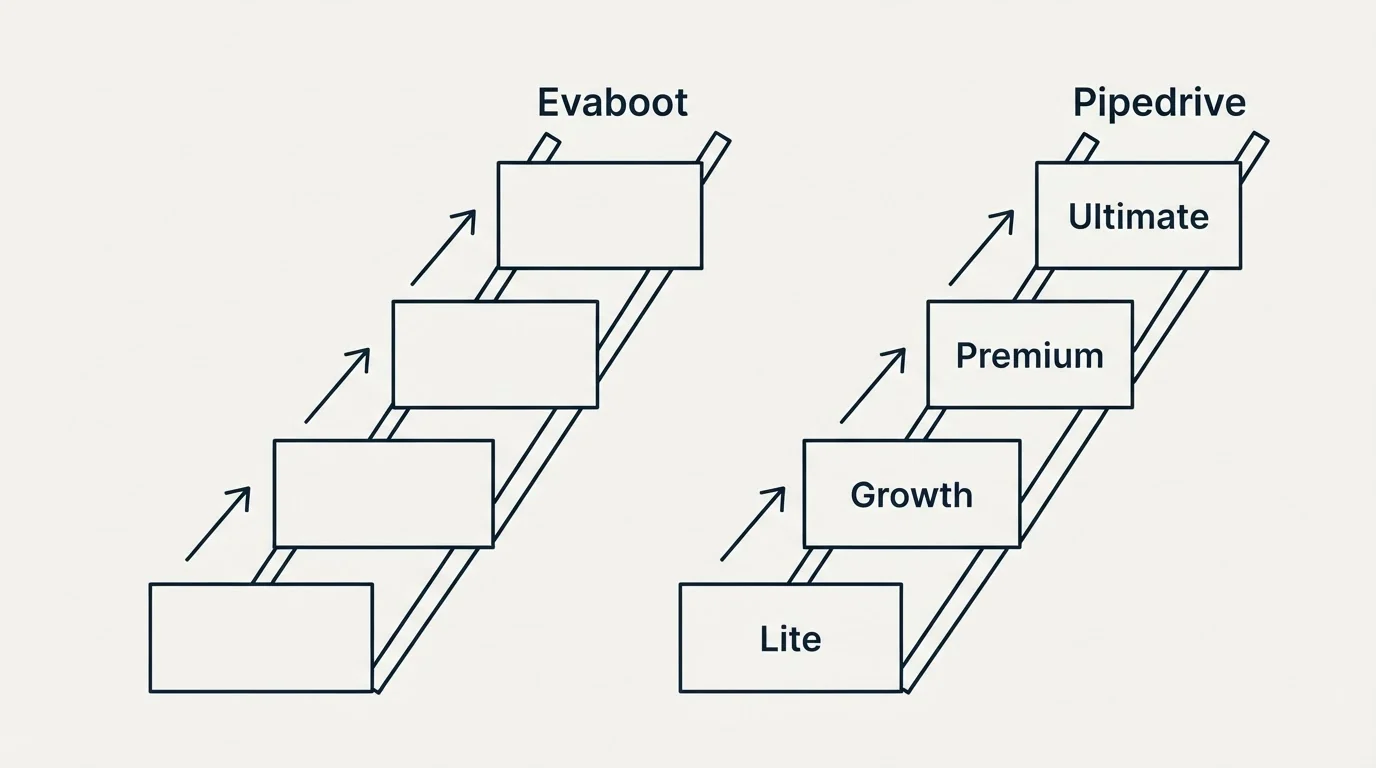 Pricing ladder: Pricing Comparison (Evaboot, Pipedrive, Lite, Growth)