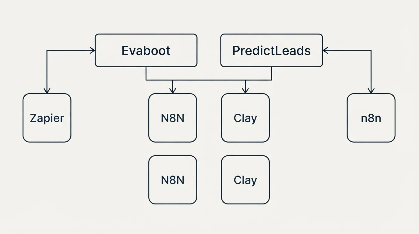 Integration grid: Integration Ecosystem (Evaboot, PredictLeads, N8N, Clay)