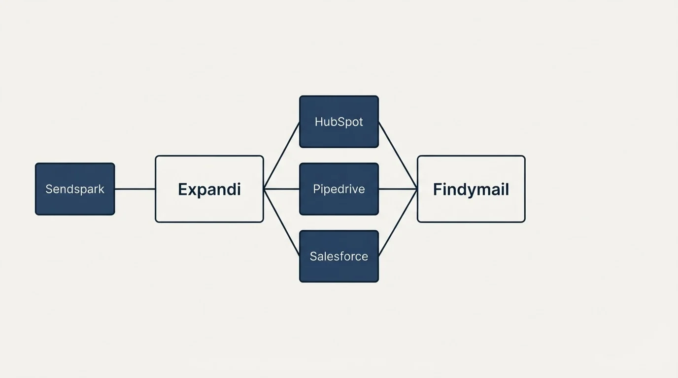Integration schematic: Integration Ecosystem (Expandi, Findymail, HubSpot, Pipedrive)