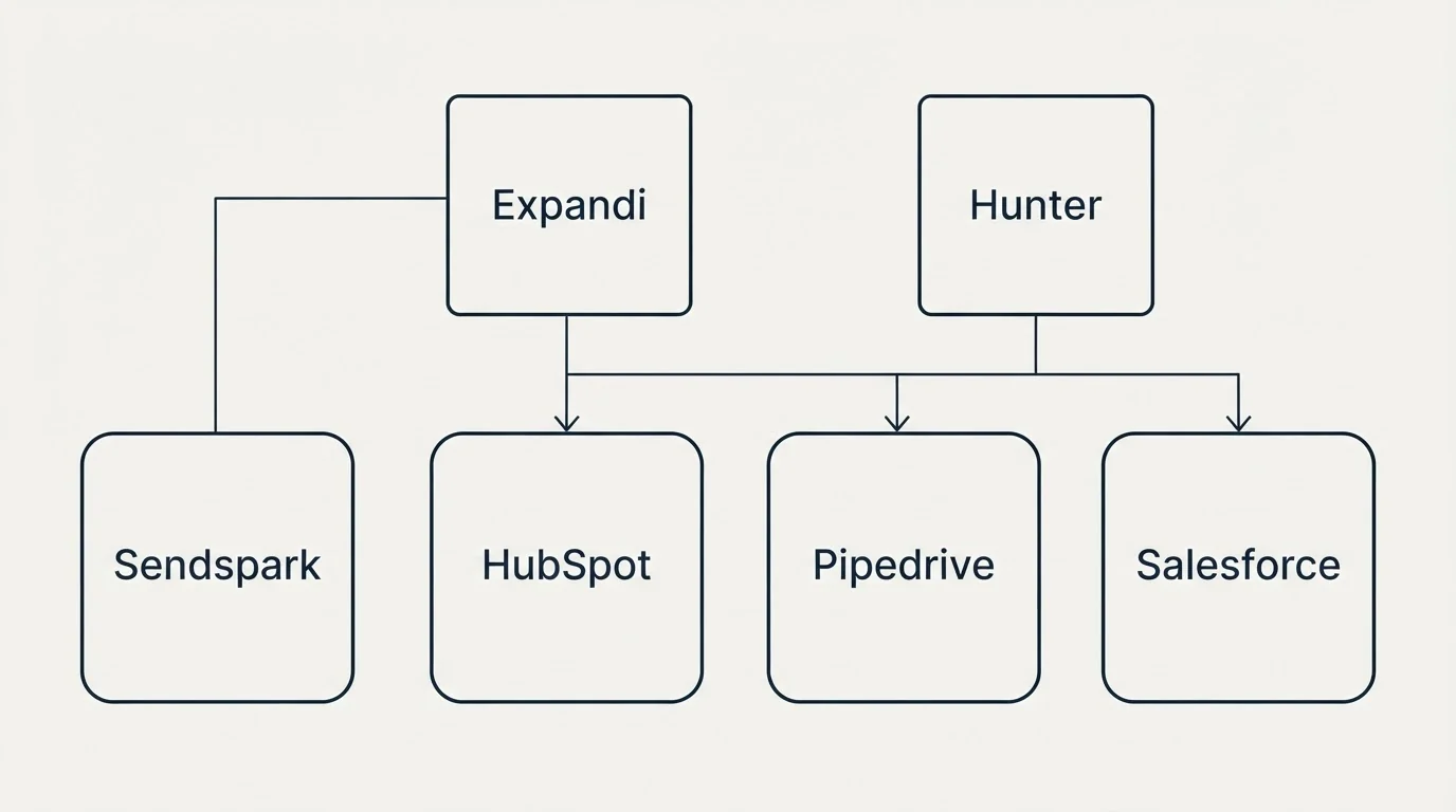 Integration grid: Integration Ecosystem (Expandi, Hunter, HubSpot, Pipedrive)