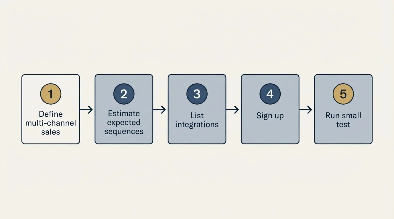 Step sequence: Getting Started Checklist (Define multi-channel sales, Estimate expected sequences, List integrations, Sign up)