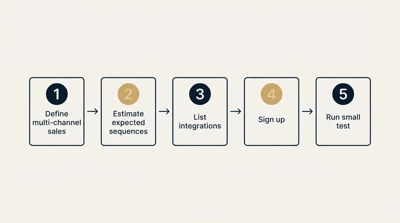 Step sequence: Getting Started Checklist (Define multi-channel sales, Estimate expected sequences, List integrations, Sign up)