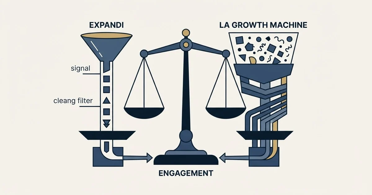 Editorial illustration for Expandi vs La Growth Machine