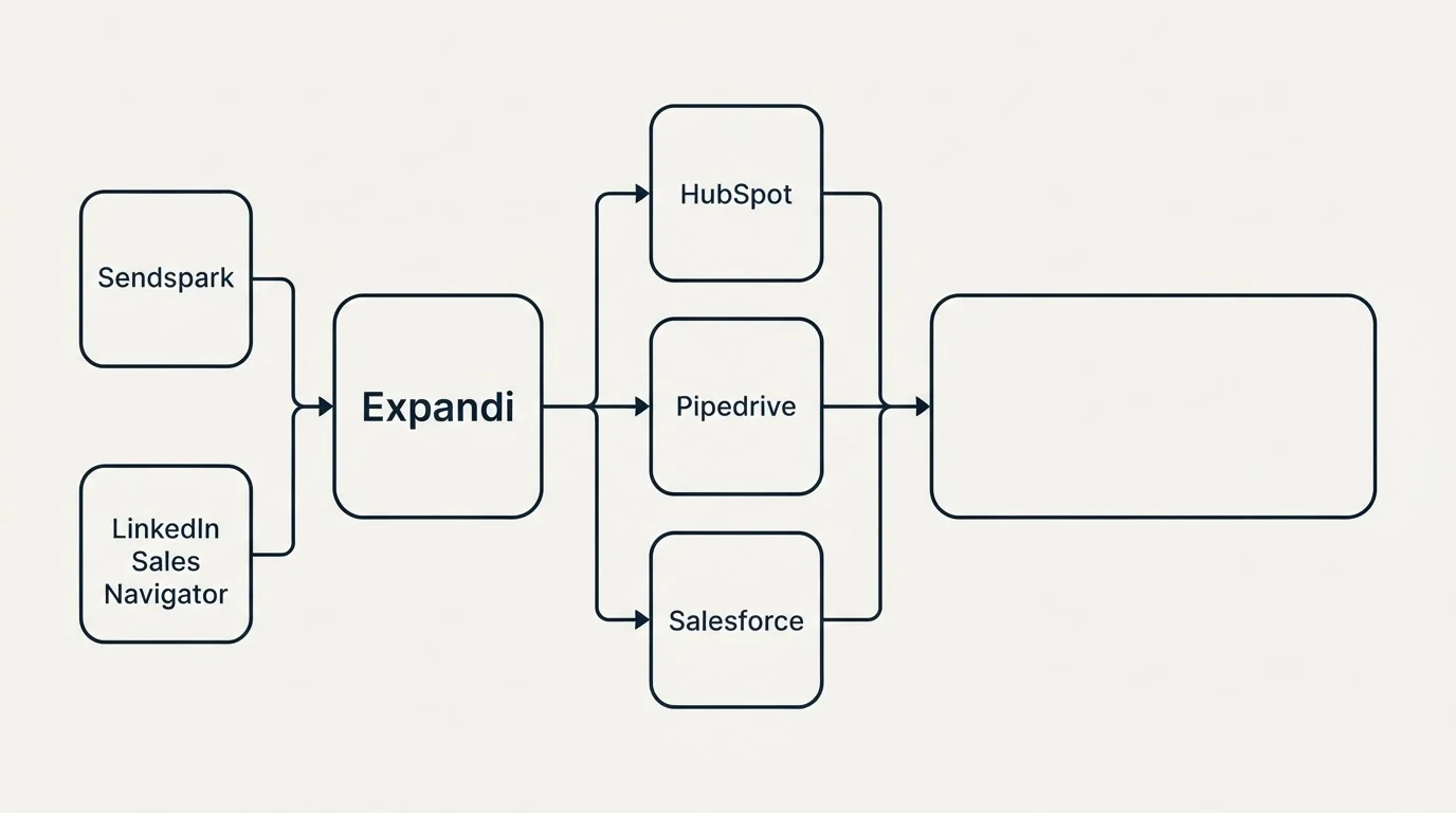 Integration flow: Integration Ecosystem (Expandi, HubSpot, Pipedrive, Salesforce)