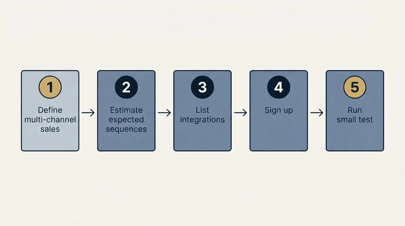 Step sequence: Getting Started Checklist (Define multi-channel sales, Estimate expected sequences, List integrations, Sign up)
