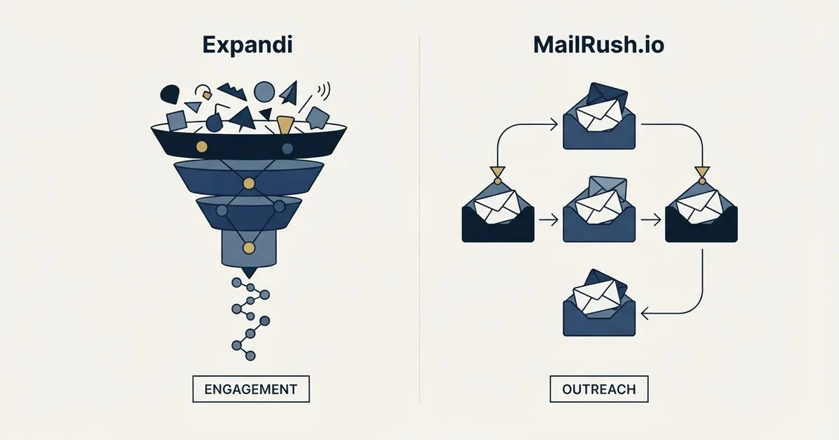 Editorial illustration for Expandi vs MailRush.io