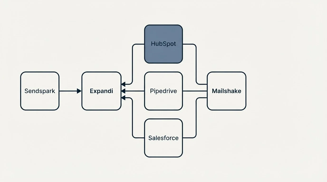 Integration flow: Integration Ecosystem (Expandi, Mailshake, HubSpot, Pipedrive)