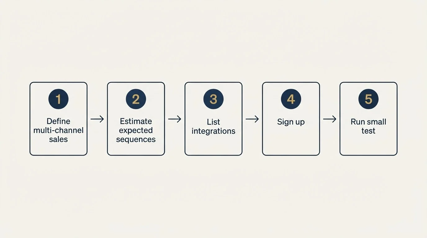 Step sequence: Getting Started Checklist (Define multi-channel sales, Estimate expected sequences, List integrations, Sign up)