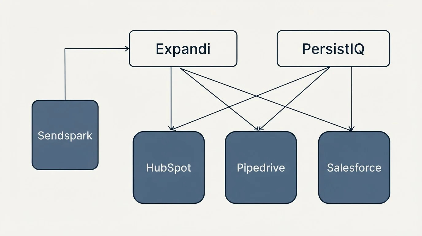 Integration grid: Integration Ecosystem (Expandi, PersistIQ, HubSpot, Pipedrive)