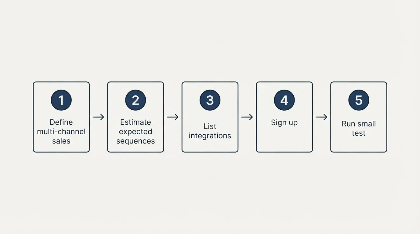Step sequence: Getting Started Checklist (Define multi-channel sales, Estimate expected sequences, List integrations, Sign up)