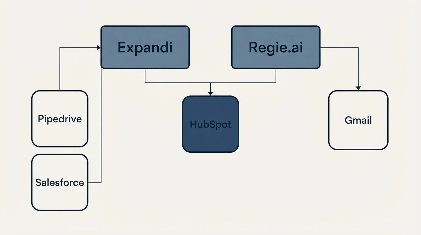 Integration grid: Integration Ecosystem (Expandi, Regie.ai, HubSpot, Pipedrive)