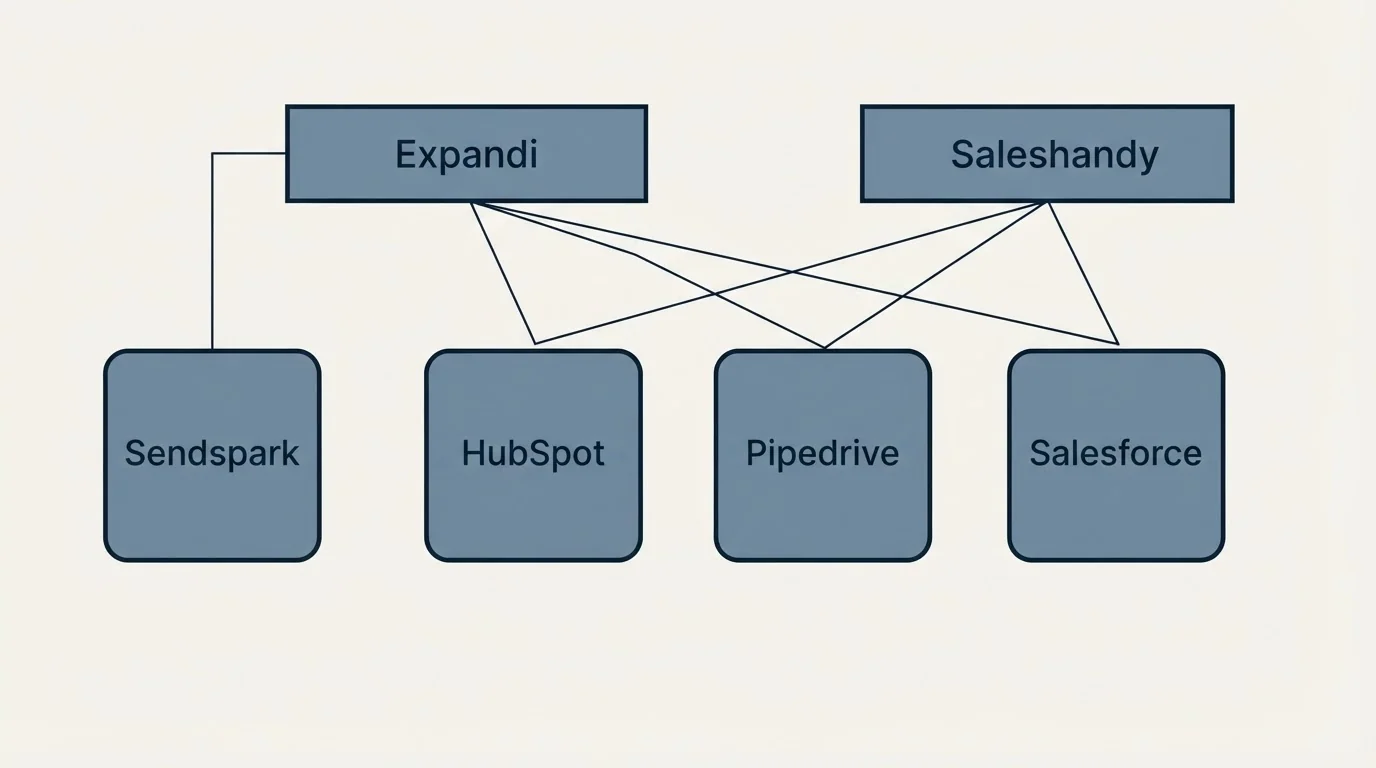 Integration grid: Integration Ecosystem (Expandi, Saleshandy, HubSpot, Pipedrive)