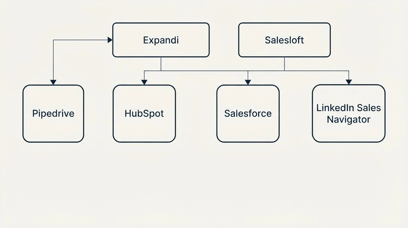 Integration grid: Integration Ecosystem (Expandi, Salesloft, HubSpot, Salesforce)