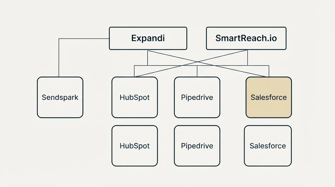 Integration grid: Integration Ecosystem (Expandi, SmartReach.io, HubSpot, Pipedrive)