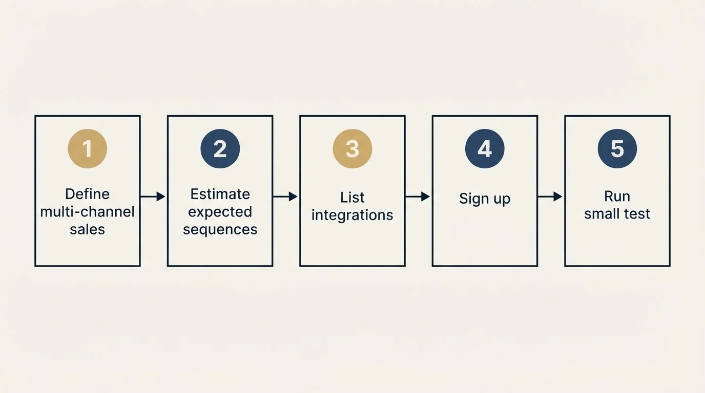 Step sequence: Getting Started Checklist (Define multi-channel sales, Estimate expected sequences, List integrations, Sign up)