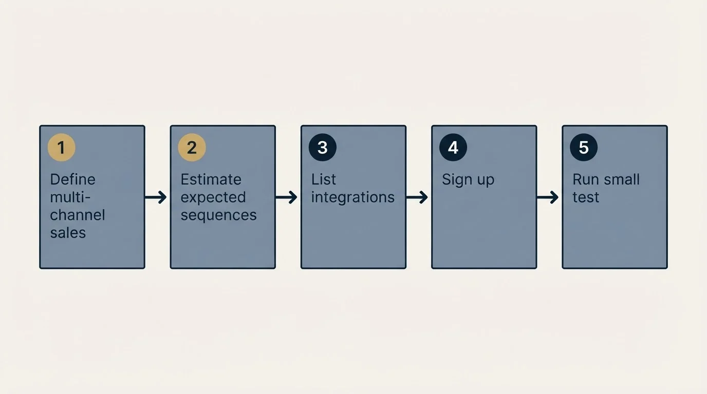 Step sequence: Getting Started Checklist (Define multi-channel sales, Estimate expected sequences, List integrations, Sign up)