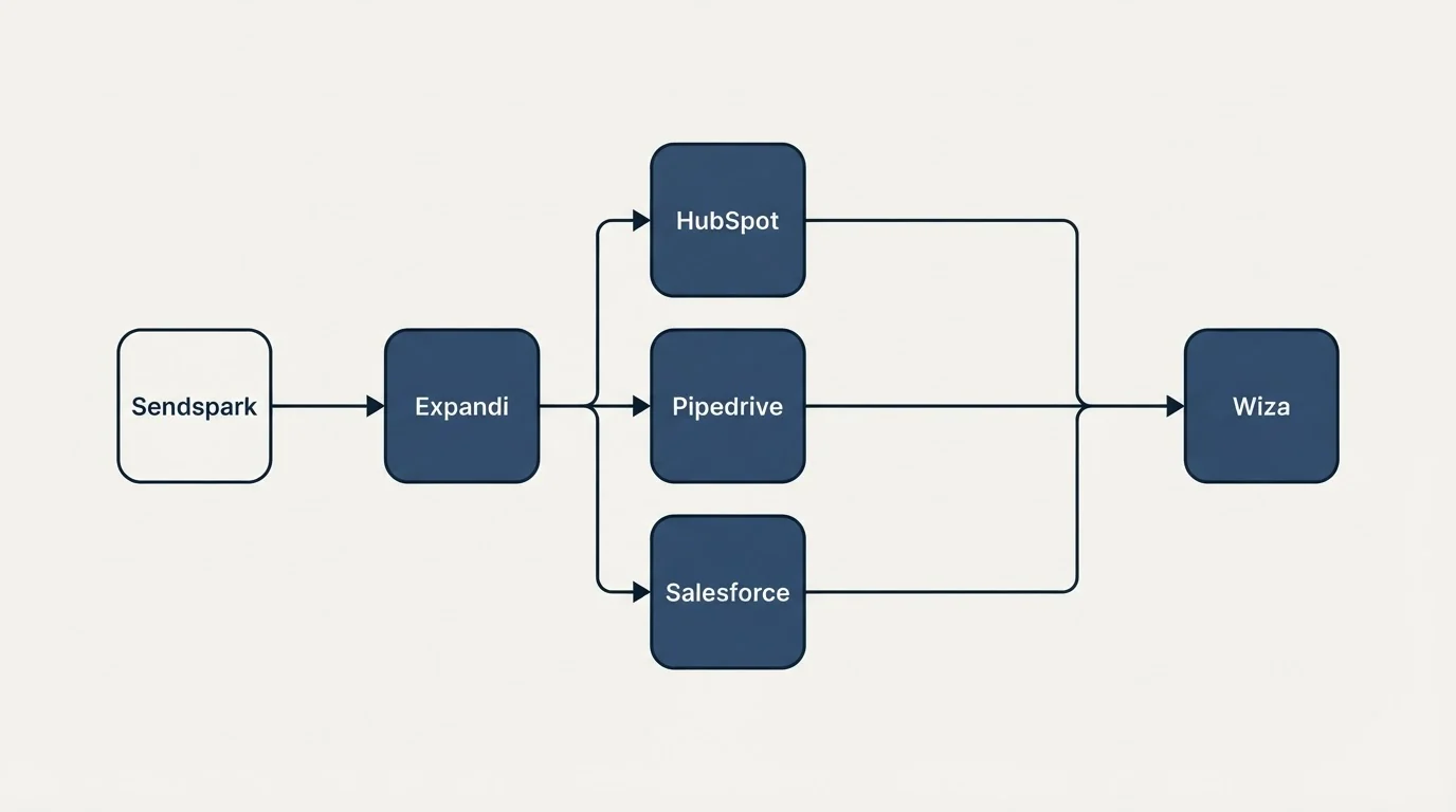 Integration flow: Integration Ecosystem (Expandi, Wiza, HubSpot, Pipedrive)