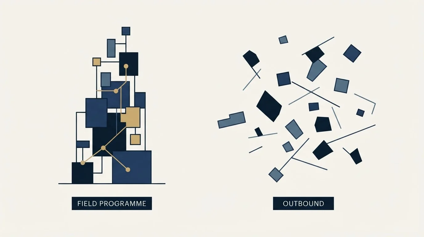 Section illustration: Where a field programme beats outbound, and where it does