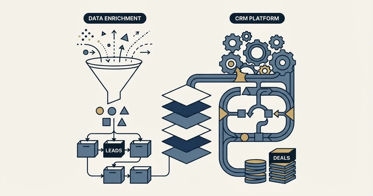 Editorial illustration for FindThatLead vs OnePageCRM