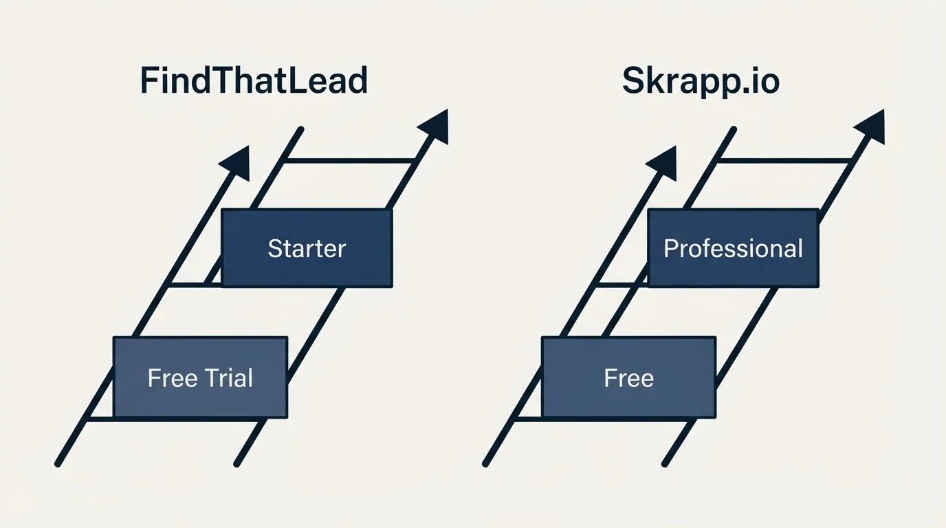 Pricing ladder: Pricing Comparison (FindThatLead, Skrapp.io, Free Trial, Free)