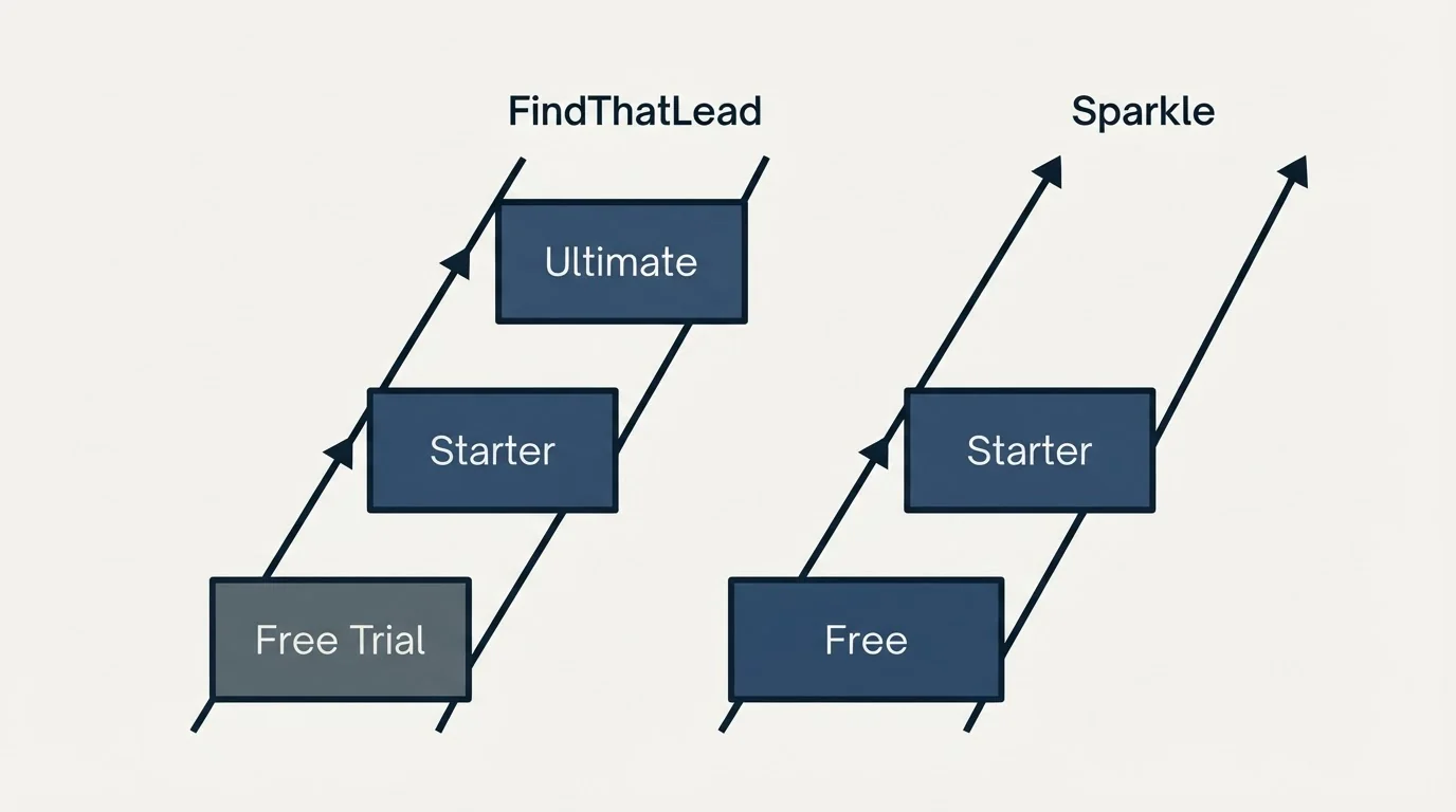 Pricing ladder: Pricing Comparison (FindThatLead, Sparkle, Free Trial, Free)