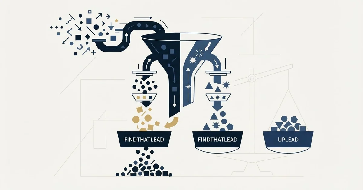 Editorial illustration for FindThatLead vs UpLead