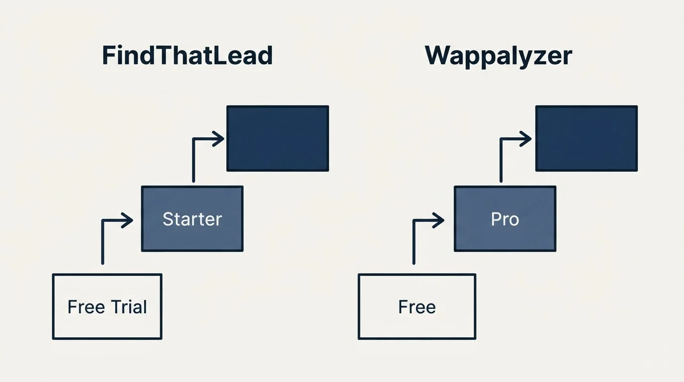 Pricing ladder: Pricing Comparison (FindThatLead, Wappalyzer, Free Trial, Free)