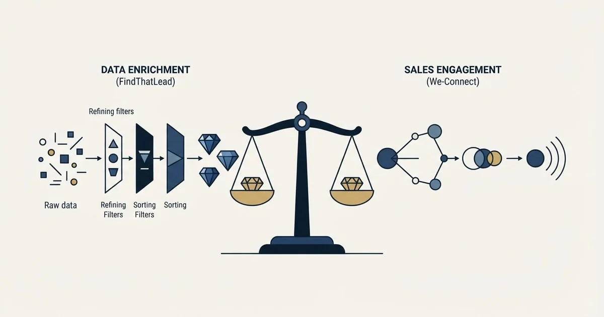 Editorial illustration for FindThatLead vs We-Connect