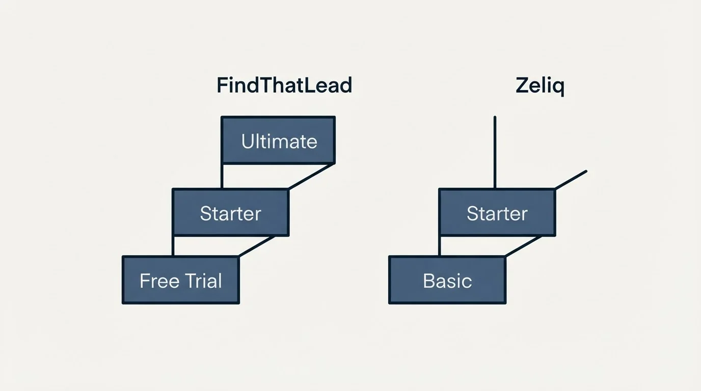 Pricing ladder: Pricing Comparison (FindThatLead, Zeliq, Free Trial, Basic)
