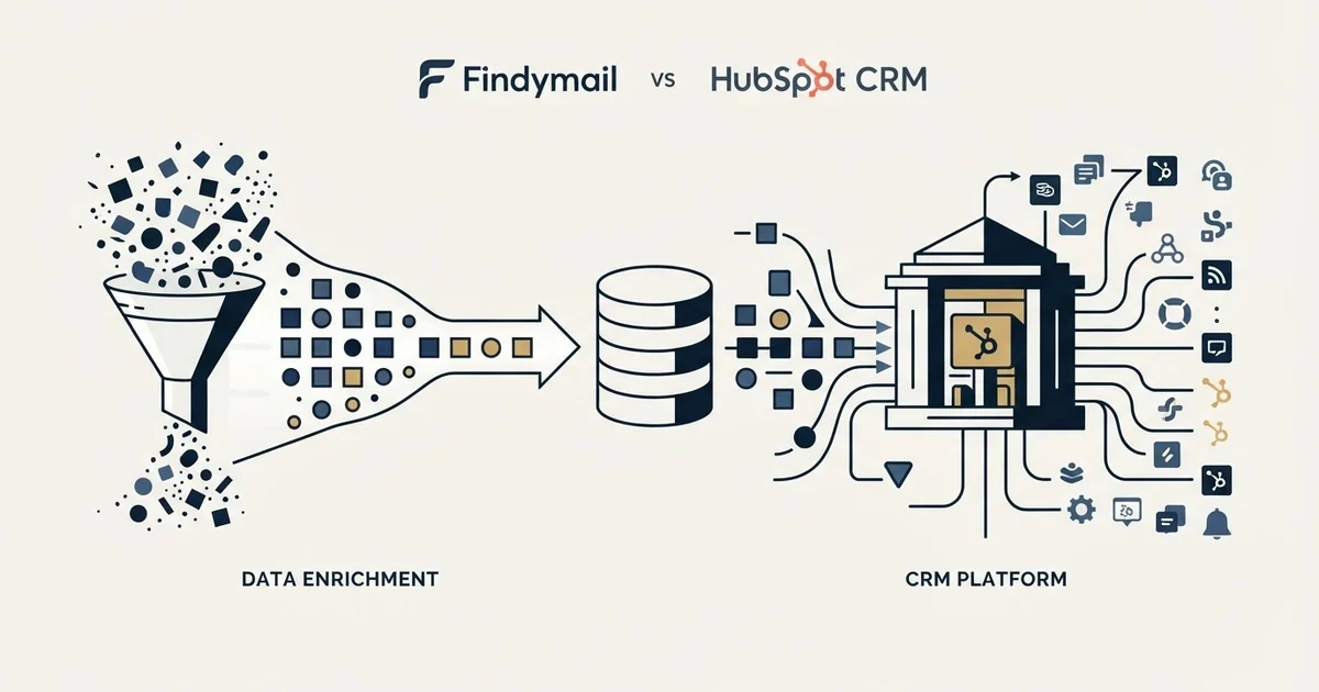 Editorial illustration for Findymail vs HubSpot CRM