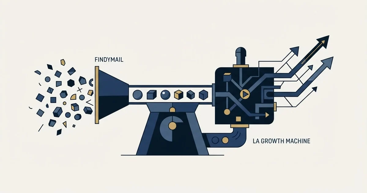Editorial illustration for Findymail vs La Growth Machine