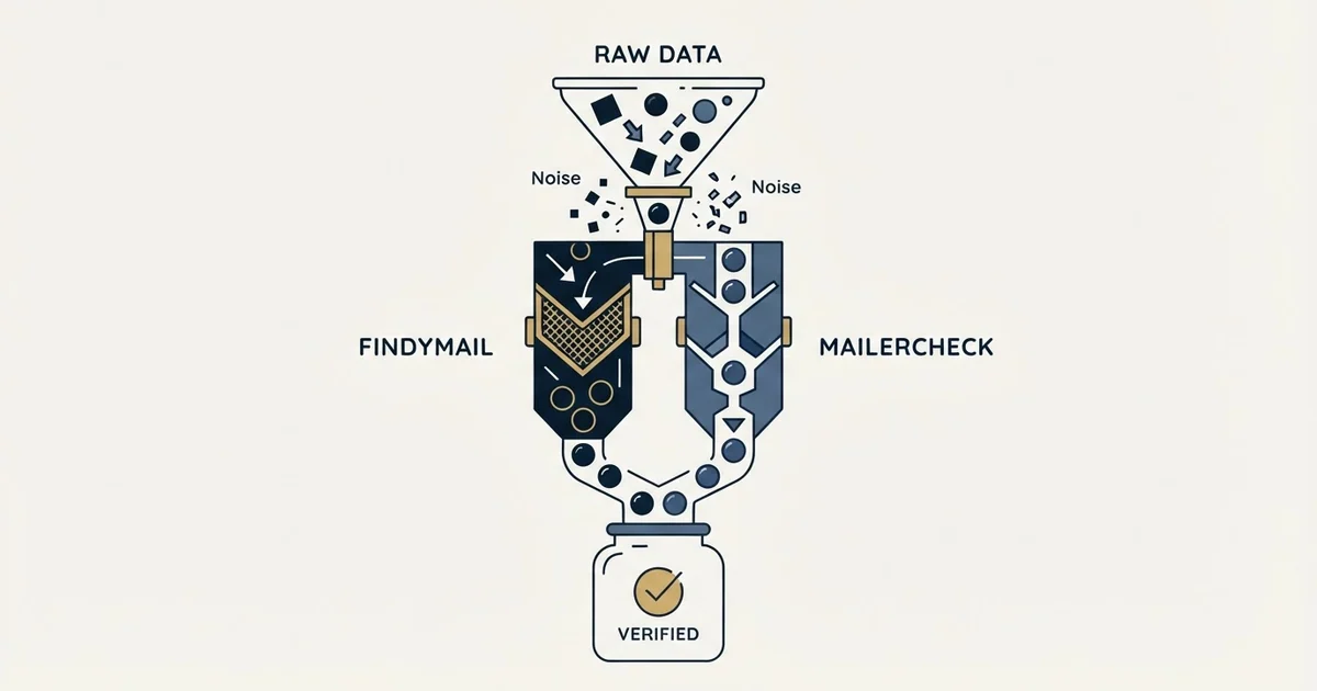 Editorial illustration for Findymail vs MailerCheck